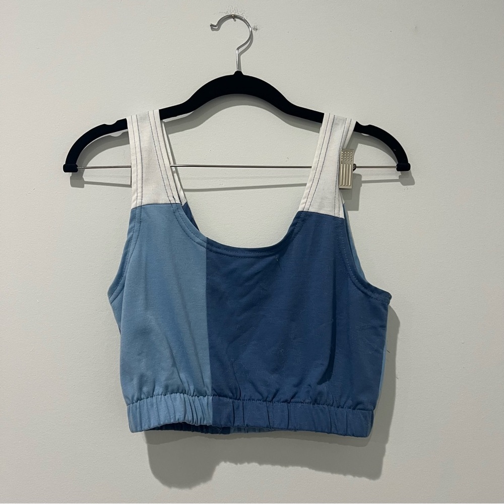 Colorblock Blue and White Women's Matching Set